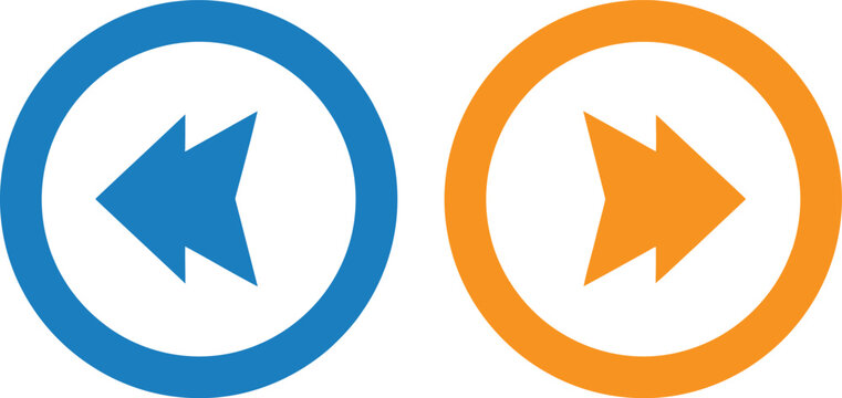 Modern circular back and forward navigation arrows icon Vector