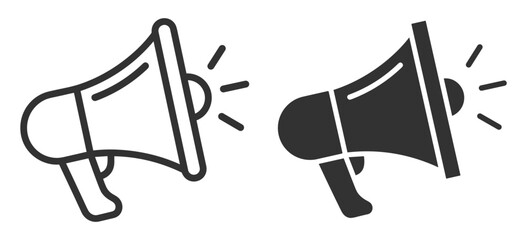megaphone icon set line and solid design communication symbol illustration on transparent background