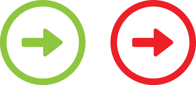 Simple circular arrow icons in green and red colors Vector