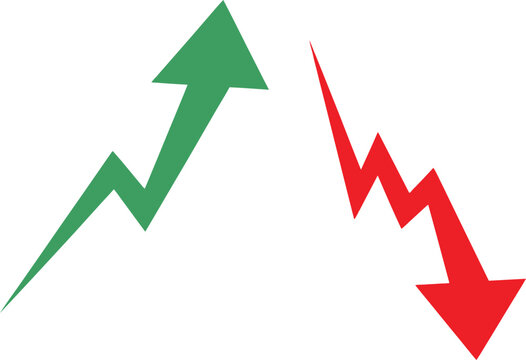 Up and down arrow icons showing growth and decline trend Vector