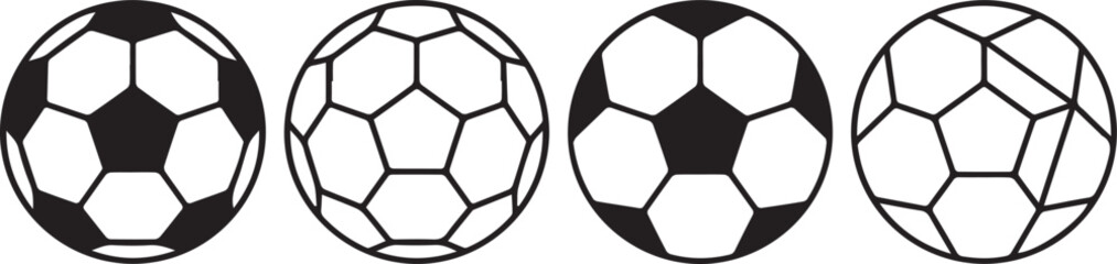 Four black and white soccer balls © Mst. Taslima Akhter