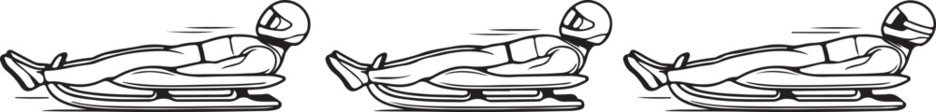 Bobsled athlete racing on ice track