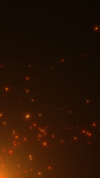 fire sparks burning hot particles and light flare on black background ,game and technology live stream blank vertical social media design element
