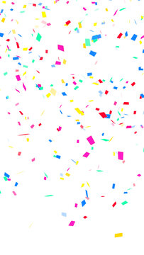 colorful confetti rain isolated on transparent background, png birthday party and anniversary celebration overlay vertical social media design element