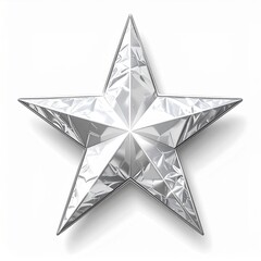 Obraz premium Silver Five Pointed Star Emblem with Diamond Texture Isolated on White