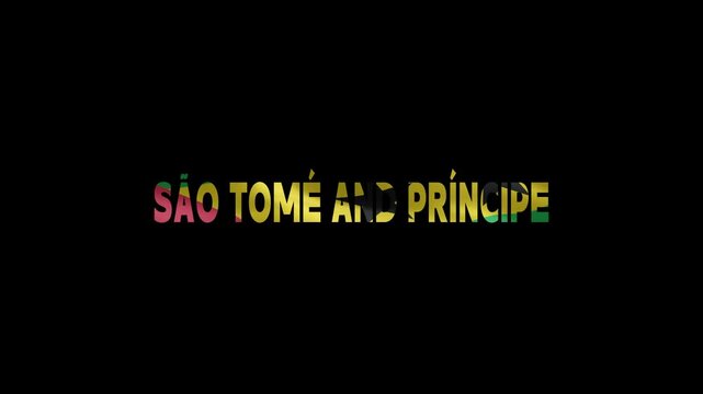 S&atilde;o Tom&eacute; and Pr&iacute;ncipe Text Graphic with National Colors on Black Background