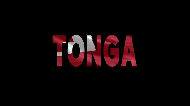 Vibrant Red Tonga Country Name on Black Background with Bold Typography