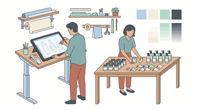 Creative Product Design and Packaging Process Illustration