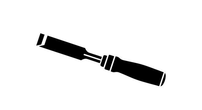 Wood chisel tool in black silhouette woodworking