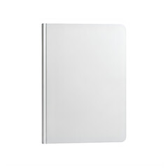 Fototapeta premium A closed white notebook with a silver spine isolated on transparent background
