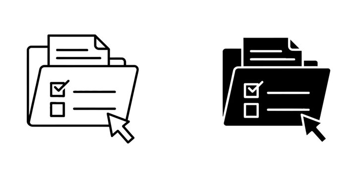 Folder document selection and management icon with cursor and checkmarks