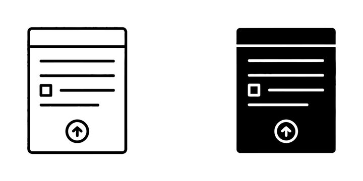 Document file upload and submission form icon set in outline and solid styles