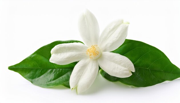 Beautiful Jasminum Sambac Flower Sampaguita Melati Putih Isolated On White Background