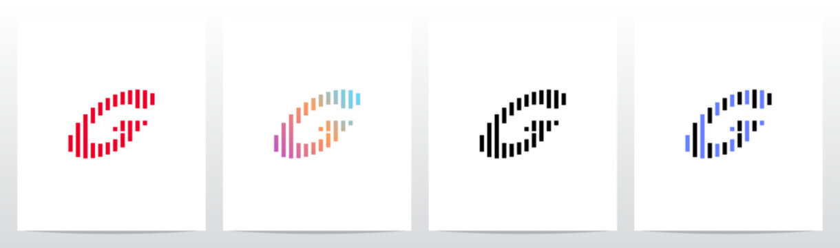 Stripes Vertical Parallel Italic Letter Initial Logo Design G