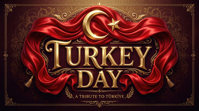 A vibrant tribute to Turkey Day with gold and red decorations