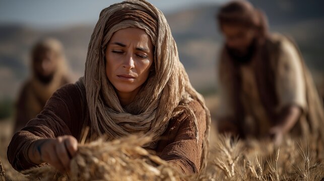 After choosing loyalty over comfort, Ruth gathers leftover barley in the fields with quiet humility, trusting God to provide for her future.

