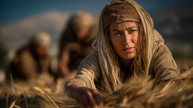 After choosing loyalty over comfort, Ruth gathers leftover barley in the fields with quiet humility, trusting God to provide for her future.
