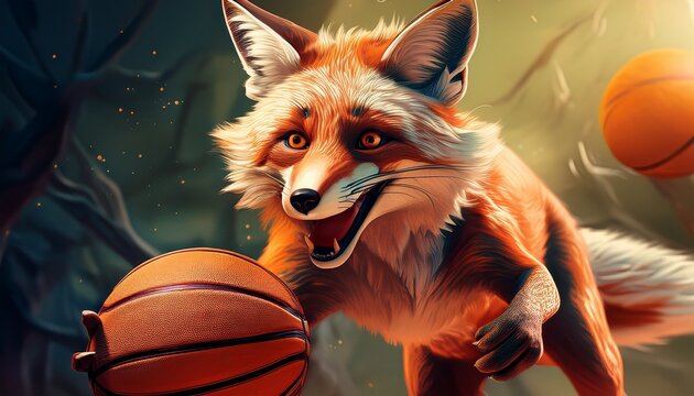 fox playing basketball