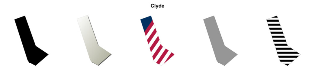 Fototapeta premium Clyde (California) blank outline map