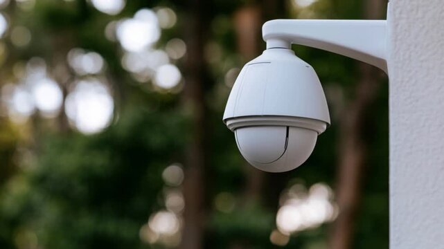 Modern Security Camera Rotating on Axis for Home Automation and Surveillance