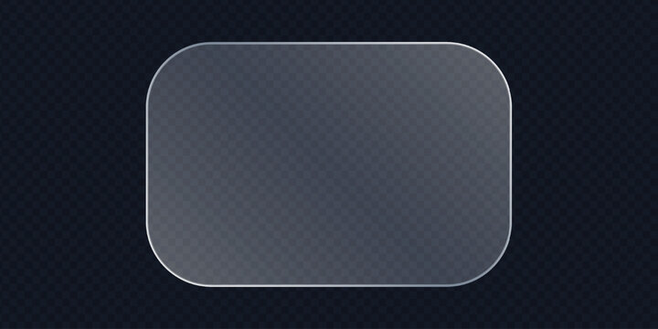 Glossy transparent glass banner templates. White light frames for digital screens and mobile app UI. Vector graphic