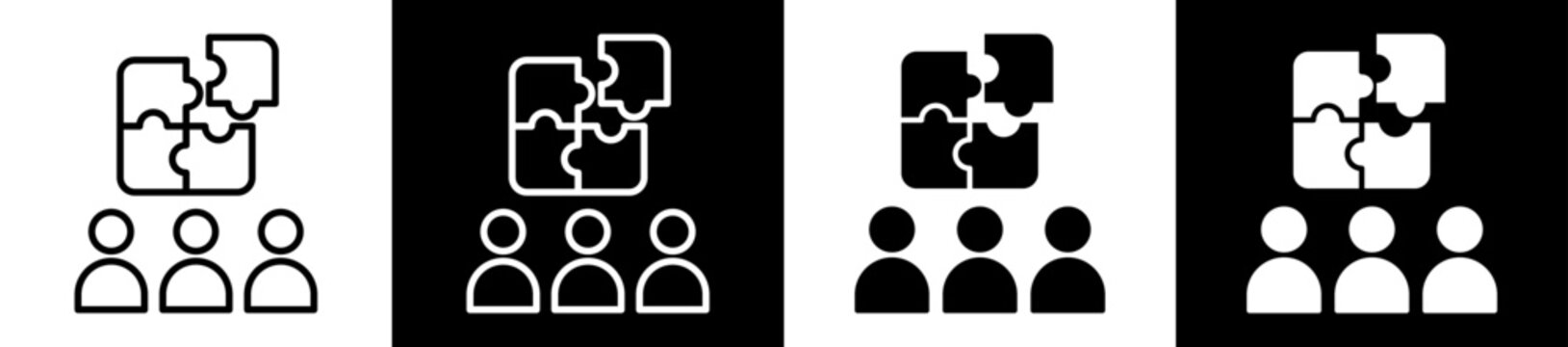 Team Building Icon Black And White Vector Illustration.
