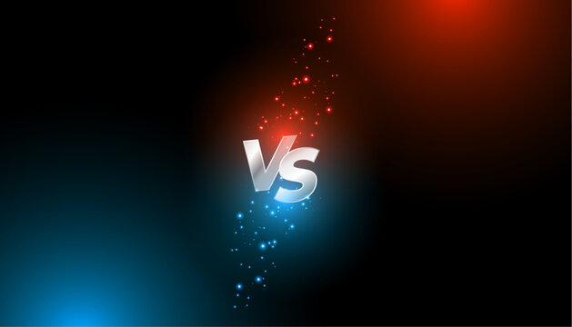 Versus comparison screen with glowing red and blue particles on dark background