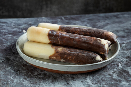 Cream and Chocolate Brazilian Gourmet Freezer Pops on Plate