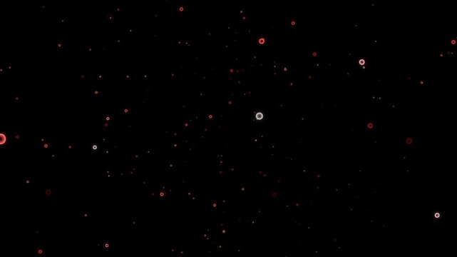 Red Blood Cell Particles Floating in Dark Space stock