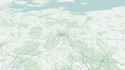 Modern minimalist vector map of Berlin city, Germany. High-quality scalable illustration of Berlin urban grid, Spree River bends, Brandenburg Gate axis for posters and design. © AliRza