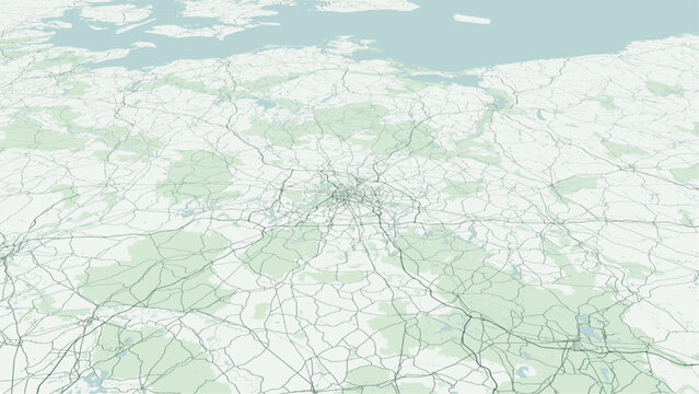 Modern minimalist vector map of Berlin city, Germany. High-quality scalable illustration of Berlin urban grid, Spree River bends, Brandenburg Gate axis for posters and design.