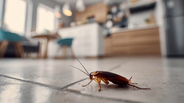 Infestation of cockroach in a new modern apartment interior