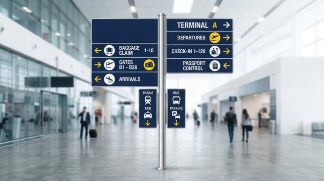 Airport Directional Signs in Terminal