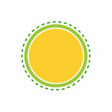 Yellow circle with green dashed border