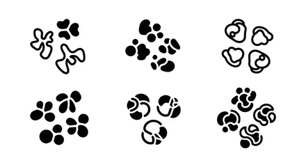 Fototapeta premium Abstract Minimalist Popcorn Icons Set, Black and White, Simple Shapes