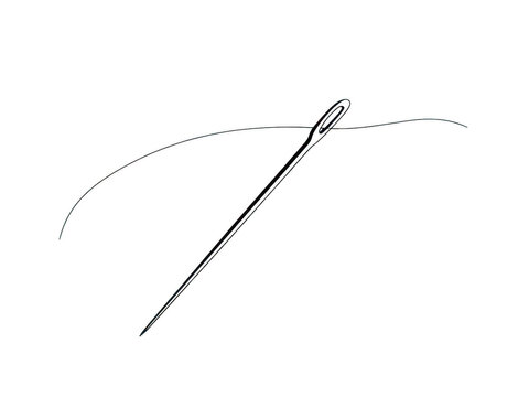 Illustration of a sewing needle with thread isolated on white background