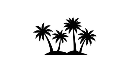 Obraz premium Silhouette of palm trees on a small island, vector illustration