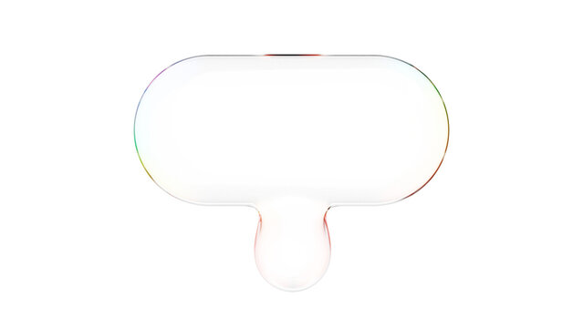 Liquid glass abstract shape creating a minimalist design element on a white surface