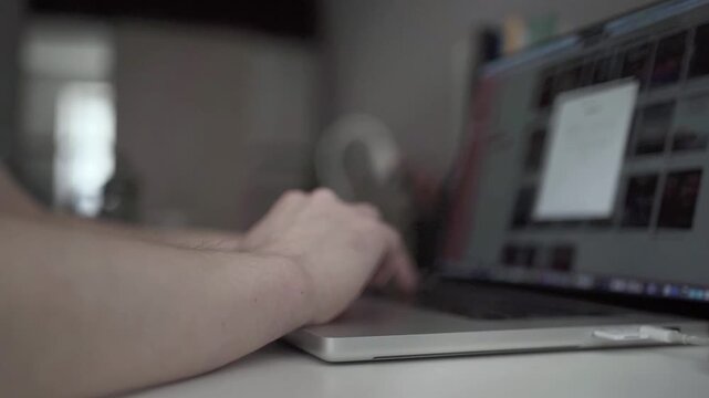 Laptop screen showing online video meeting during remote work from home. Concept of virtual communication, teamwork and modern digital workplace.