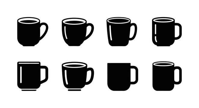 Collection of Black Silhouette Coffee Mugs