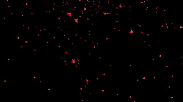 Red Triangle Confetti Falling on Dark Background triangles