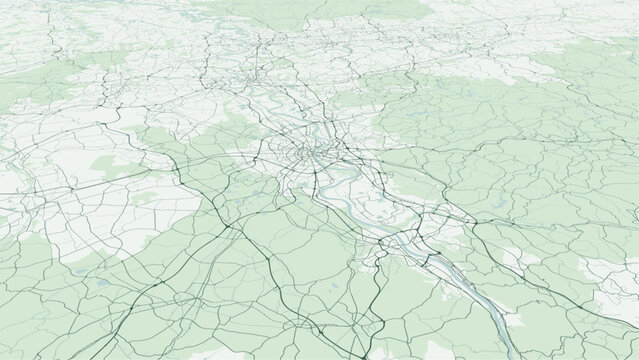 Modern minimalist vector map of Cologne (Koln), North Rhine-Westphalia, Germany. High-quality scalable illustration of Cologne city grid, Rhine River bends for posters and design.