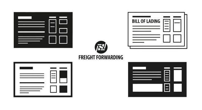Freight Forwarding Document Icons: Bill of Lading, Shipping Forms