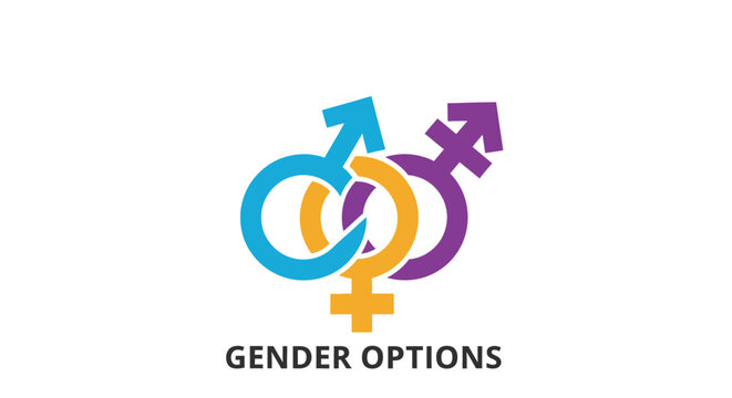 Gender symbols intertwined, representing diversity and options