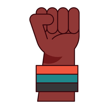 Raised fist with Juneteenth wristband vector cartoon illustration
