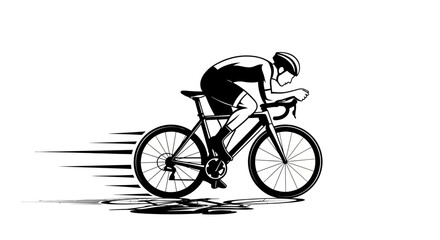 Fototapeta premium Professional cyclist riding a bicycle on a white background