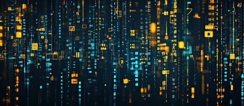 Digital rain, data stream, abstract background, tech concept, website banner