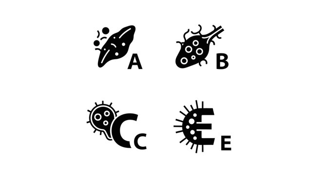 Microorganism Icons: Bacteria, Virus, Germs, Microbe Cell Shapes