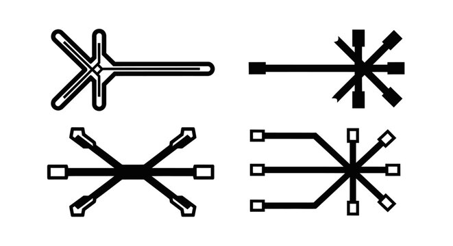 Abstract futuristic starburst icons and symbols, vector graphics