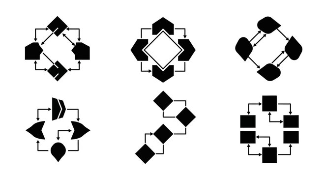Abstract Geometric Flowcharts and Diagrams Collection